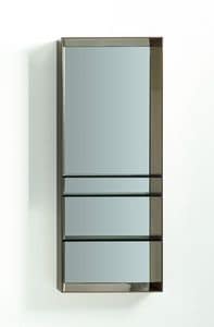 LIBE rectangular mirror, Rectangular mirror with frame and lacquered shelves