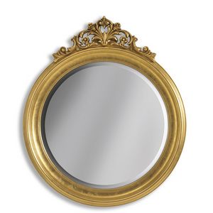 Luxury PASP7220, Round mirror in gold leaf, with carving