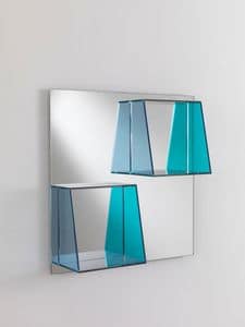 Specchio 04, Square mirror with glass shelves