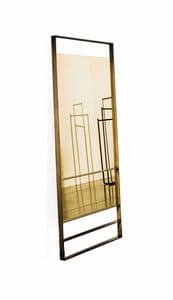 Visual rectangular line, Rectangular mirror with lacquered metal frame, for public or private use
