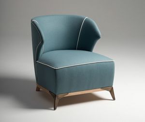 Agostina armchair, Armchair with harmonious shapes, covered in natural wool