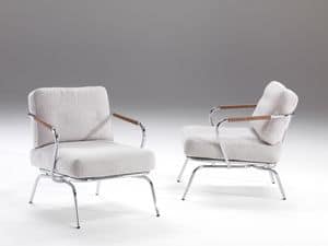 Alice, Comfortable armchair with exposed steel structure