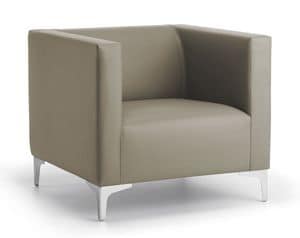 Argo Light 01, Overstuffed armchair, steel base, for office and waiting room