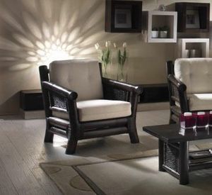 Armchair Osaka black, Ethnic armchair with woven structure