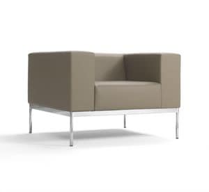 BB3 armchair, Square armchair, upholstered with non-deformable foam
