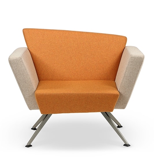 CORNER C1B, Square armchair, four metal legs, for living room