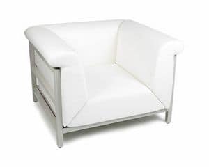 California armchair, Comfortable armchair with aluminum visible frame