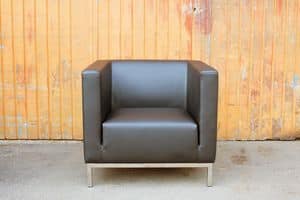 Casale, Modern armchair with steel legs, for hotels