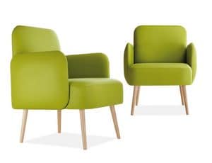 Club 8294, Padded armchair with legs in beech wood