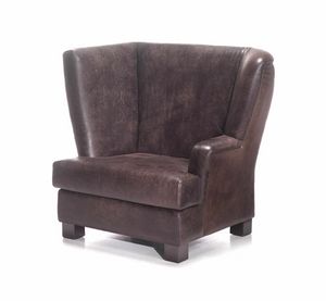 Contessa, Leather armchair with asymmetric design