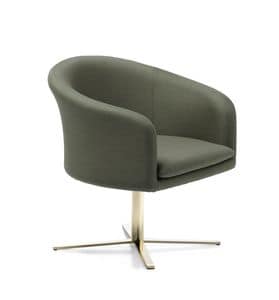 Daphne, Armchair with swivel base in steel, for waiting rooms