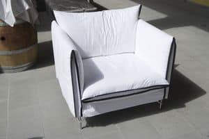 EFF armchair, Design armchair, padded, with contrast stitching