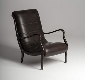 Esse armchair, Leather armchair with slim armrests
