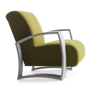 Harmony 01241, Armchair with wooden frame, upholstered seat and back, fabric covering, modern style