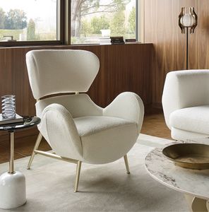 Julia armchair, Enveloping armchair with metal base