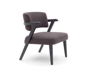 Jump 05861, Lounge armchair in solid wood with enveloping backrest