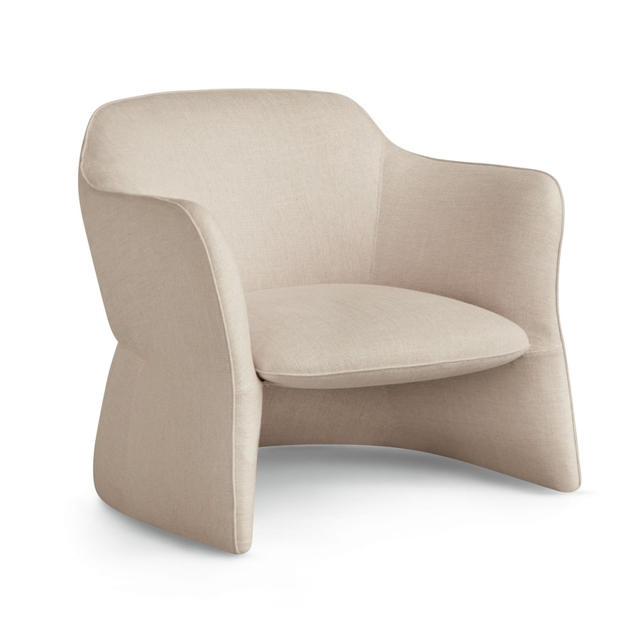 Karina armchair, Armchair with soft shapes