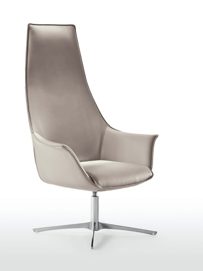 Kimera Relax, Swivel tufted armchair with chromed metal base