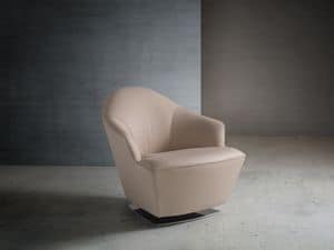 Kris, Swivel armchair, with leather upholstery