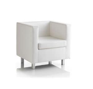 Kubo 01, Comfortable armchair, chrome legs, for Office