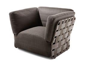 Obi armchair, Modern armchair, hand woven, for outdoor use