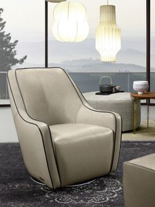 Olivia, Swivel armchair, covered in leather