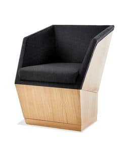 Paloma 8030, Squared armchair with structure made of oak wood