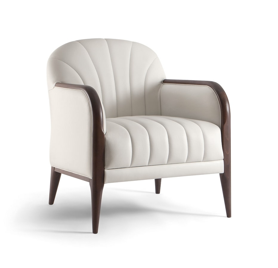 PARIGI LOUNGE CHAIR 038 P, Armchair with visible stitching