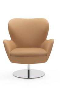 PL 4999, Rounded swivel armchair with chrome base