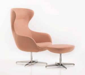 PL 5001, Armchair with base in steel, with high back
