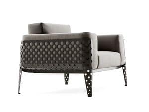 Pois armchair, Metal armchair for outdoor, with removable cushions