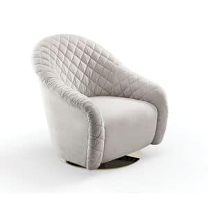 Portofino, Armchair upholstered and quilted by hand, rotating base
