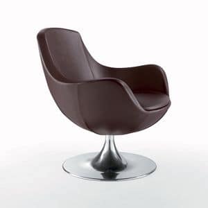 Sam PL, Swivel chair, covered in leather, conical base