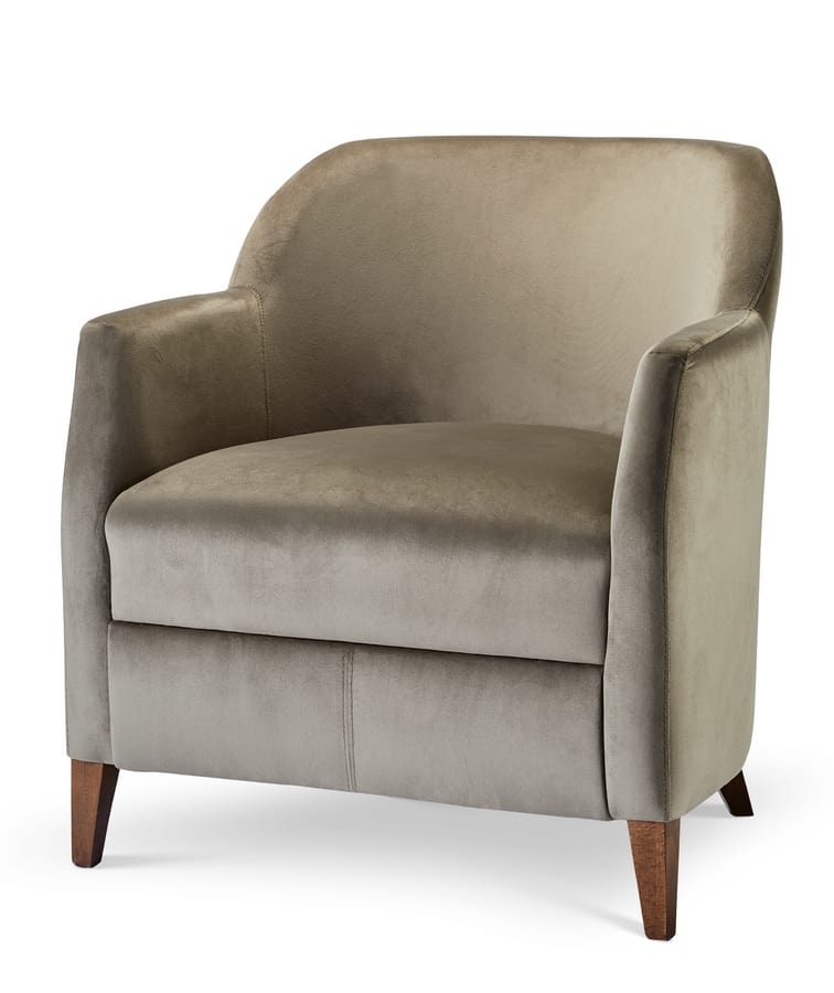 VERONA LOUNGE 1, Armchair upholstered in fabric with wooden feet