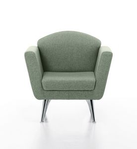 Wing 01, Modern upholstered armchair with steel feet