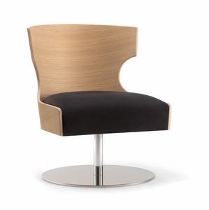 XIE LOUNGE CHAIR 052 P F, Wraparound armchair with disc base