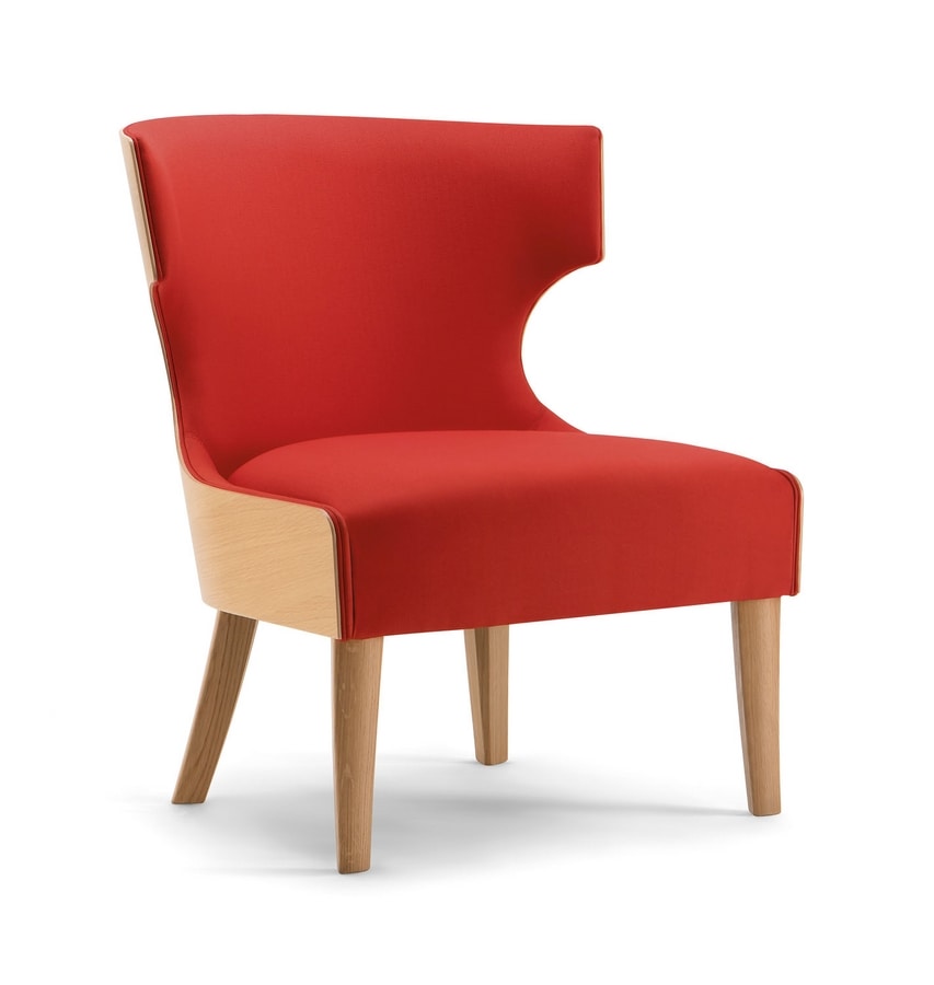 XIE LOUNGE CHAIR 053 P, Armchair with enveloping backrest