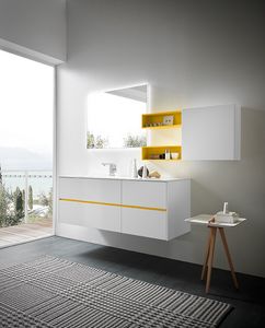 Lime 2.0 comp.05, Luminous cabinet for bathroom furniture, in white lacquered