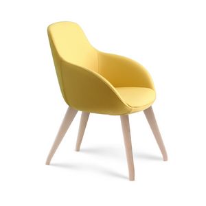 Amber, Enveloping armchair, wood base