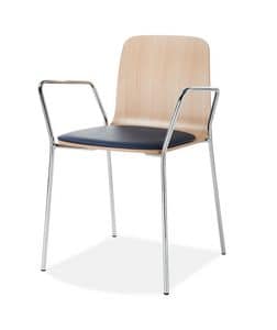 Area 8311-8312-8313, Armchair with wooden seat, metal armrests and metal legs