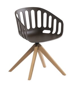 Basket Chair PL, Chair with swivel base in oak