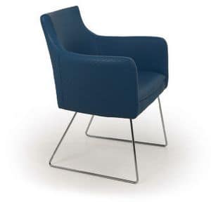 Berlino, Armchair with metal base, padded seat