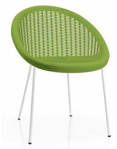 Bon Bon, Metal and technopolymer chair, stackable and suitable for outdoor