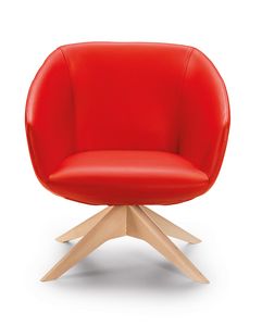Brema PL, Armchair upholstered in leather, legs in solid wood