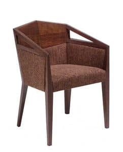 C33, Armchair with arms in beechwood, upholstered seat and back, covered with fabric, for contract use