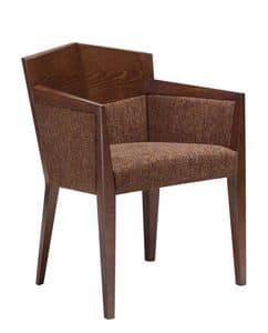 C35, Armchair with arms in beechwood, upholstered seat and back, covered with fabric, for restaurants and hotels