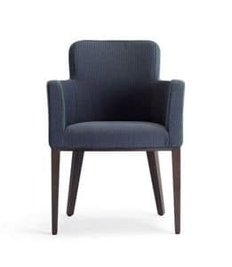 C43, Wooden armchair, upholstered seat and back, covered with fabric, for contract and domestic use