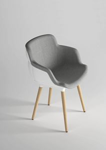 Choppy Sleek BL, Upholstered armchair with wooden legs