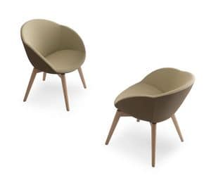 Conny L7, Armchair with wooden base, for waiting rooms