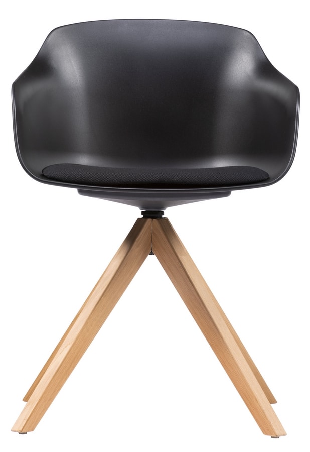 Dame PL, Swivel chair with wooden legs